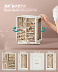 Rotating Jewelry Box Organizer With 5 Drawers And Hooks – product view 7 | Amaraloft