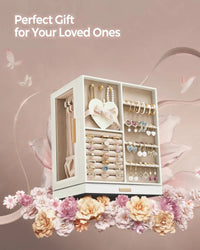 Rotating Jewelry Box Organizer With 5 Drawers And Hooks – product view 10 | Amaraloft