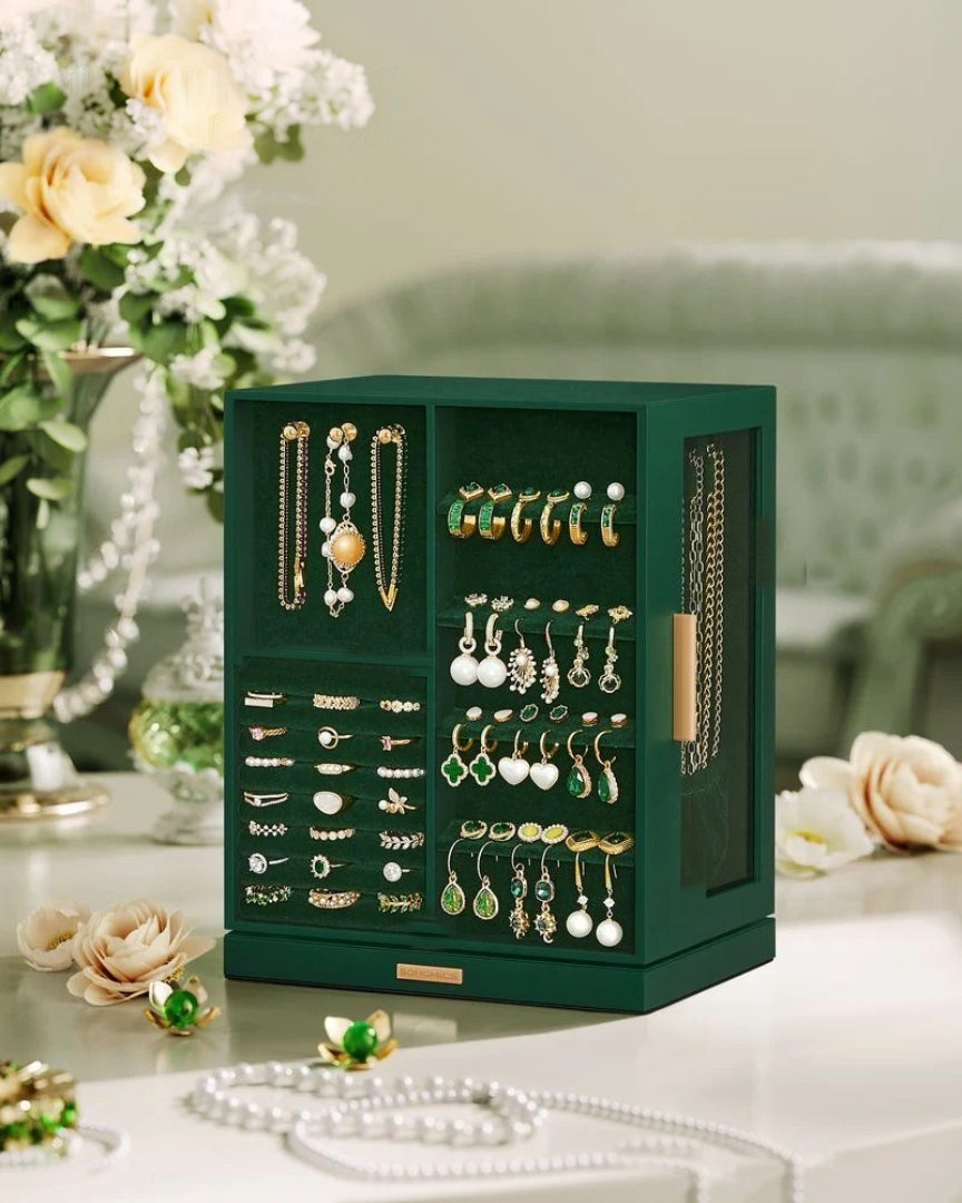 Rotating Jewelry Box Organizer With 5 Drawers And Hooks – product view 16 | Amaraloft