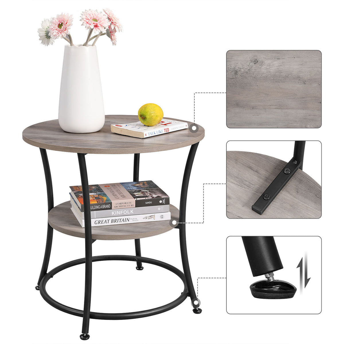 Round End Table With 2 Shelves - product photo 06