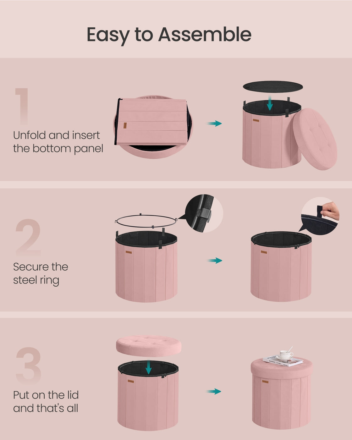 Round Storage Ottoman With Removable Lid - product photo 06