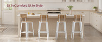 Set Of 2 Bar Stools With Footrest And Curved Backrest, Industrial Design - product photo 50