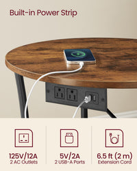 Side Table, 2-Tier Round End Table With Power Outlets - product photo 06