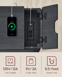 Side Table With Charging Station, Drawer And Open Storage Shelf - product photo 30