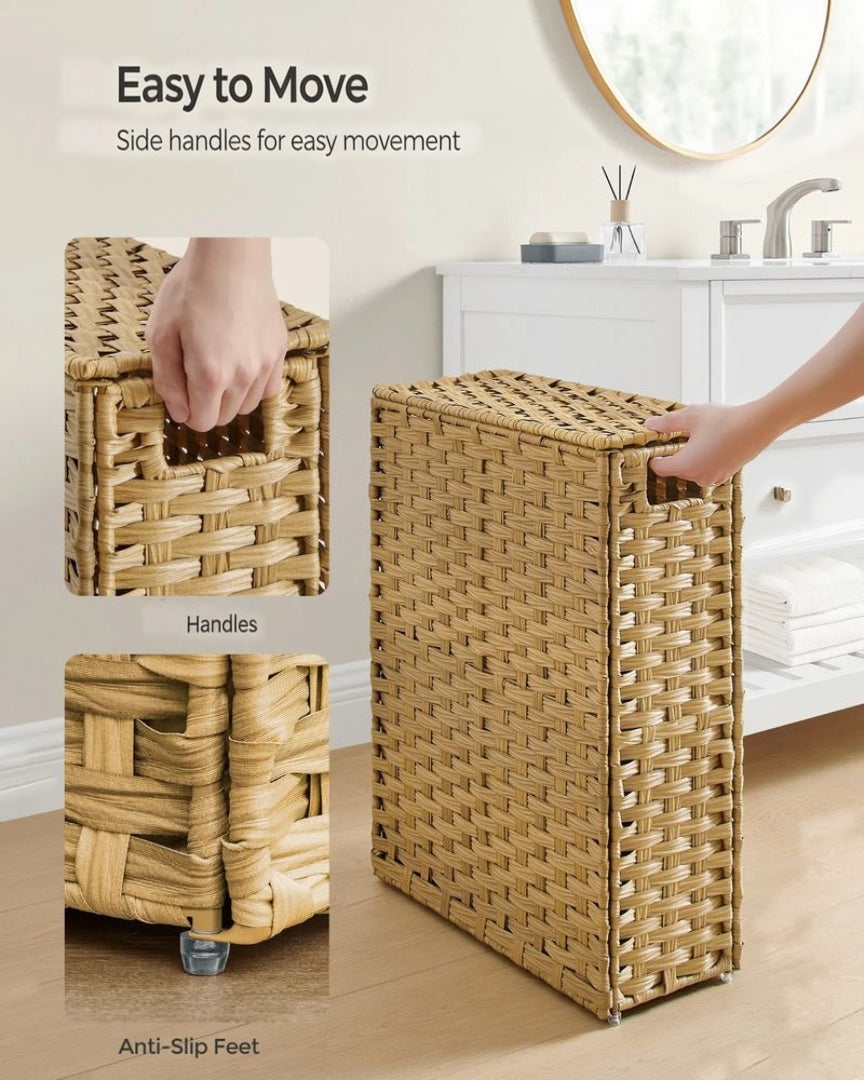 Slim Laundry Hamper With Lid 14.5 Gallon Rattan Basket – product view 6 | Amaraloft