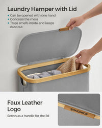 Slim Laundry Hamper With Lid 34.3 Gallon 2 Section Sorter – product view 17 | Amaraloft
