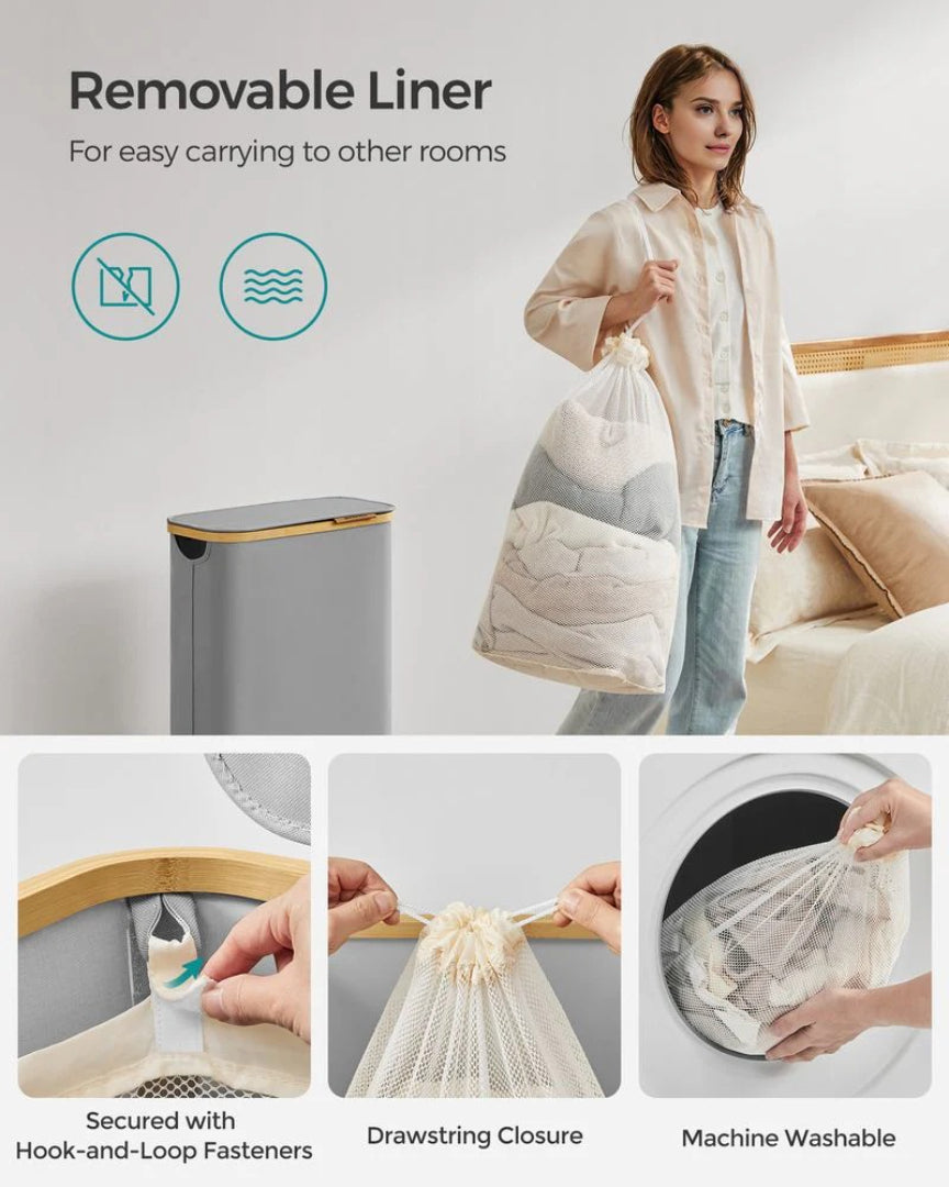 Slim Laundry Hamper With Lid 34.3 Gallon 2 Section Sorter – product view 18 | Amaraloft