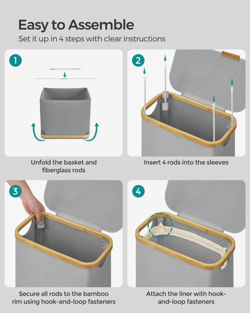 Slim Laundry Hamper With Lid 34.3 Gallon 2 Section Sorter – product view 21 | Amaraloft