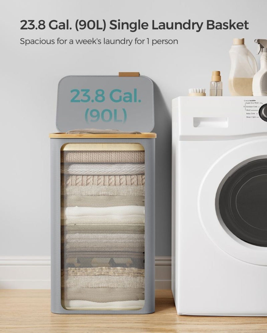 Slim Laundry Hamper With Lid 34.3 Gallon 2 Section Sorter – product view 23 | Amaraloft