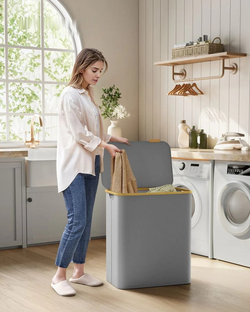 Slim Laundry Hamper With Lid 34.3 Gallon 2 Section Sorter – product view 25 | Amaraloft