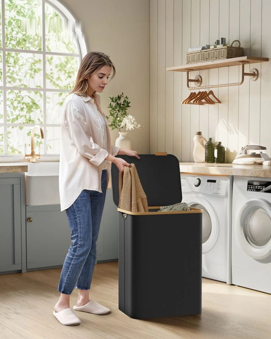 Slim Laundry Hamper With Lid 34.3 Gallon 2 Section Sorter – product view 29 | Amaraloft