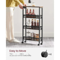 Slim Rolling Storage Cart 4 Or 5 Tier Narrow Utility – product view 13 | Amaraloft
