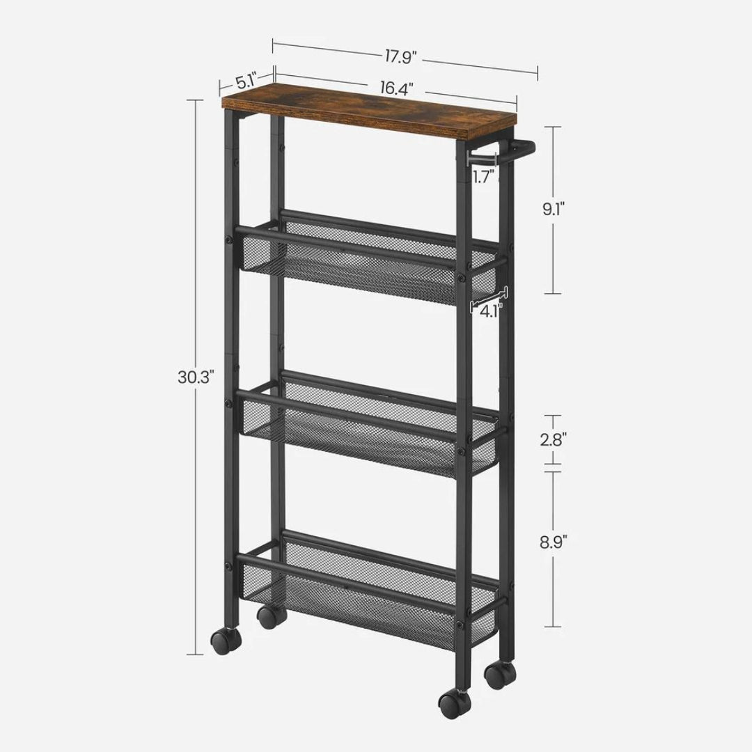 Slim Rolling Storage Cart 4 Or 5 Tier Narrow Utility – product view 16 | Amaraloft