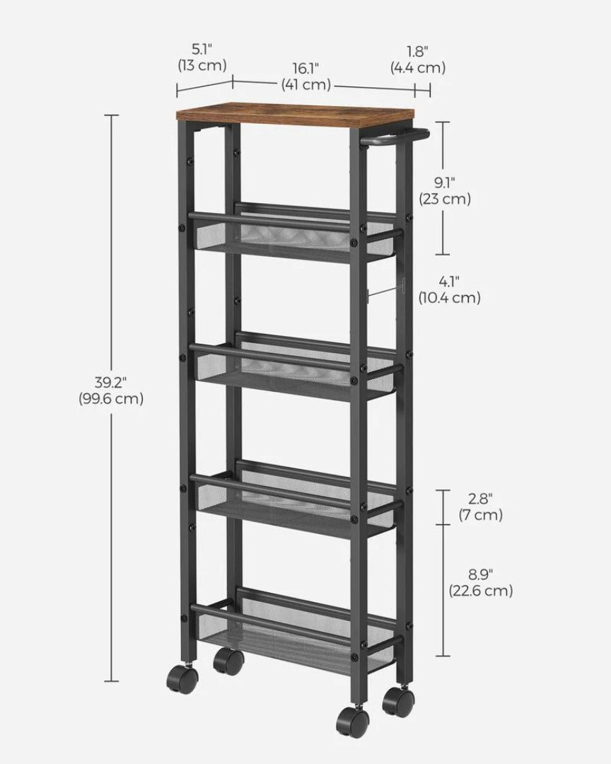Slim Rolling Storage Cart 4 Or 5 Tier Narrow Utility – product view 24 | Amaraloft