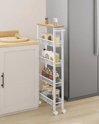 Slim Rolling Storage Cart 4 Or 5 Tier Narrow Utility – product view 35 | Amaraloft