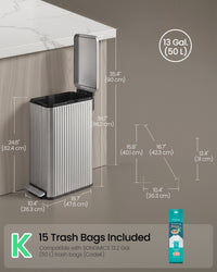 Slim Stainless Steel Trash Can With Lid And Removable Inner Bucket - product photo 57
