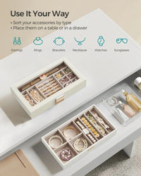 Stackable Jewelry Organizer Trays With Glass Lid 2 To 6 Tier – product view 10 | Amaraloft