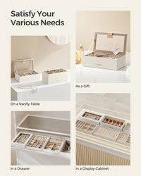 Stackable Jewelry Organizer Trays With Glass Lid 2 To 6 Tier – product view 14 | Amaraloft