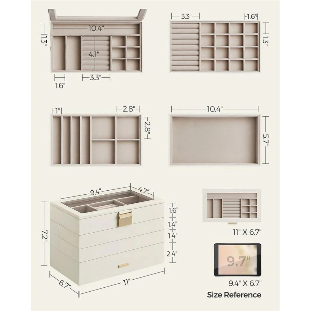 Stackable Jewelry Organizer Trays With Glass Lid 2 To 6 Tier – product view 18 | Amaraloft