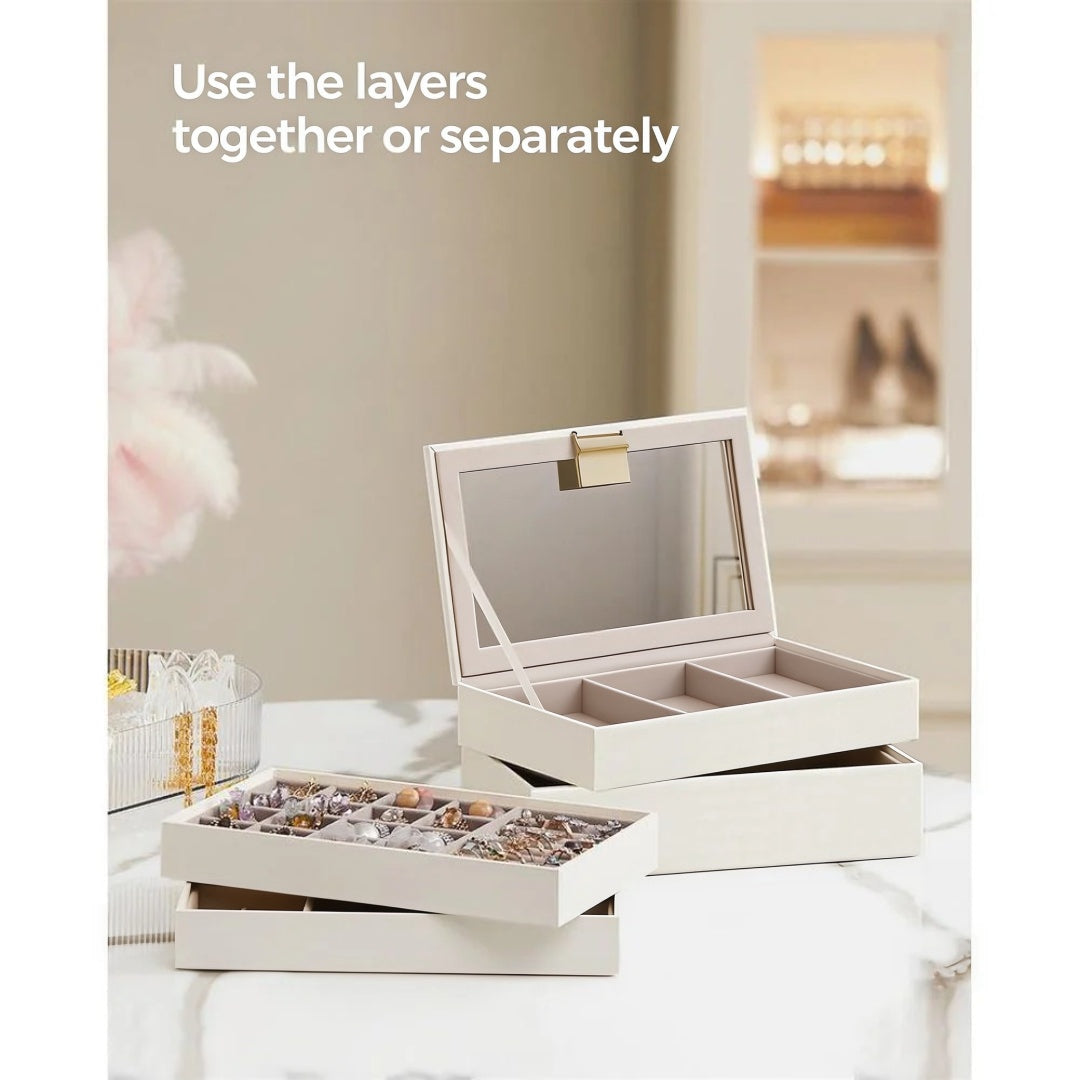 Stackable Jewelry Organizer Trays With Glass Lid 2 To 6 Tier – product view 19 | Amaraloft