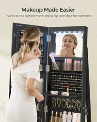 Standing Mirror Jewelry Cabinet With LED Lights And Storage – product view 10 | Amaraloft