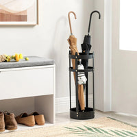 Steel Umbrella Holder Stand With Drip Tray & Hooks Round Rack – product view 2 | Amaraloft