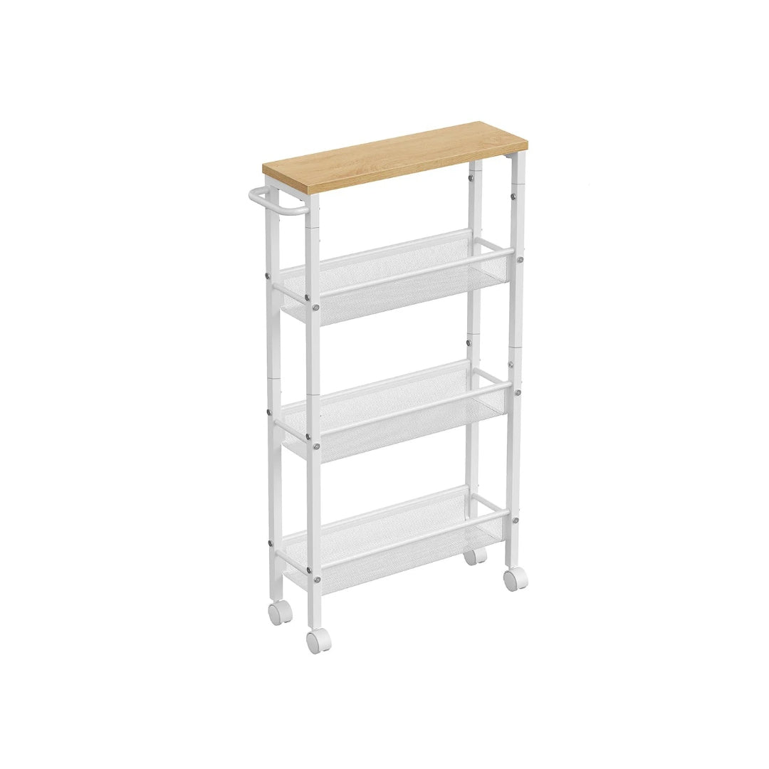 4 Tier Slim Rolling Storage Cart Narrow Utility Shelf – product view 2 | Amaraloft