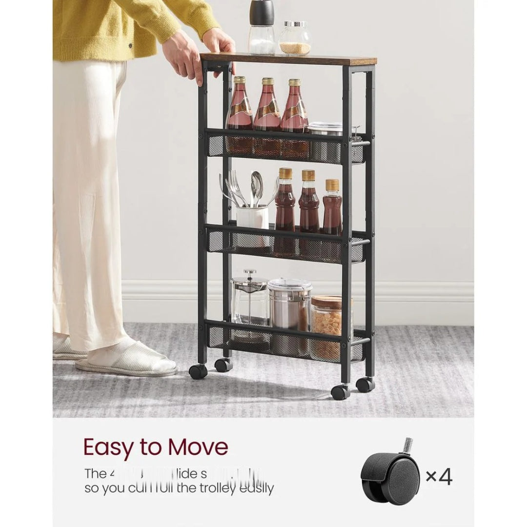 4 Tier Slim Rolling Storage Cart Narrow Utility Shelf – product view 9 | Amaraloft