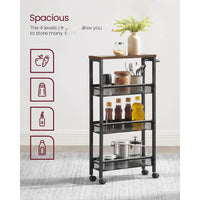 4 Tier Slim Rolling Storage Cart Narrow Utility Shelf – product view 10 | Amaraloft