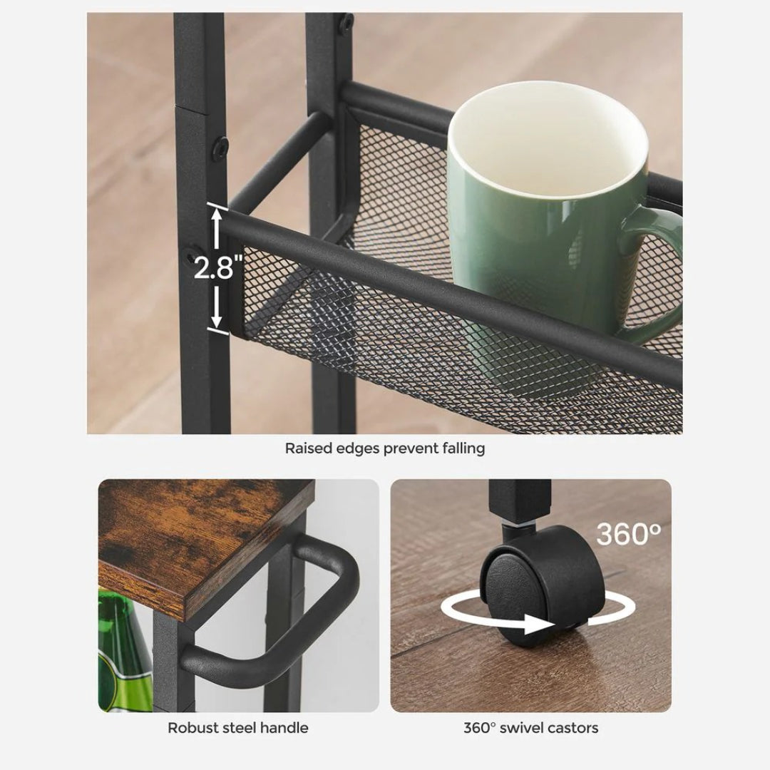 4 Tier Slim Rolling Storage Cart Narrow Utility Shelf – product view 13 | Amaraloft