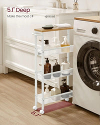 4 Tier Slim Rolling Storage Cart Narrow Utility Shelf – product view 17 | Amaraloft