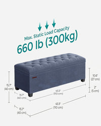 43.3 Inch Storage Ottoman Bench With Legs & Flip Lid Upholstered – product view 9 | Amaraloft