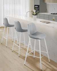 Synthetic Leather Bar Stools With Back, 24.4 Or 28.7 Inch Seat Height - product photo 151