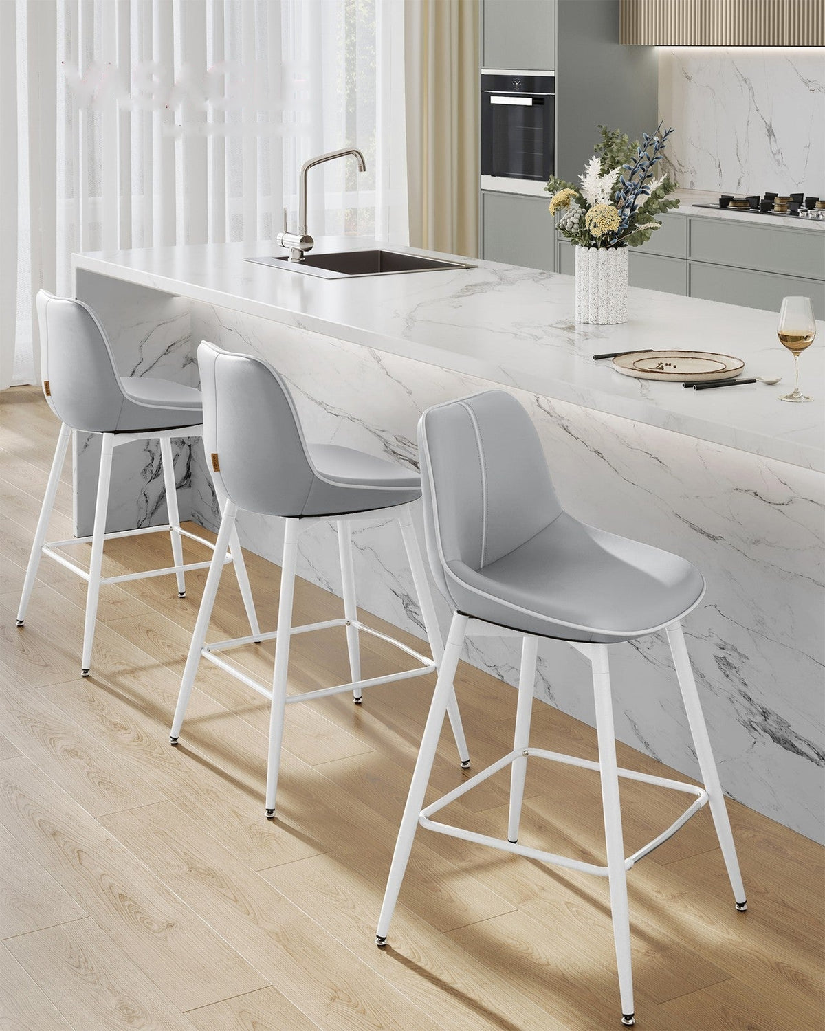 Synthetic Leather Bar Stools With Back - product photo 118