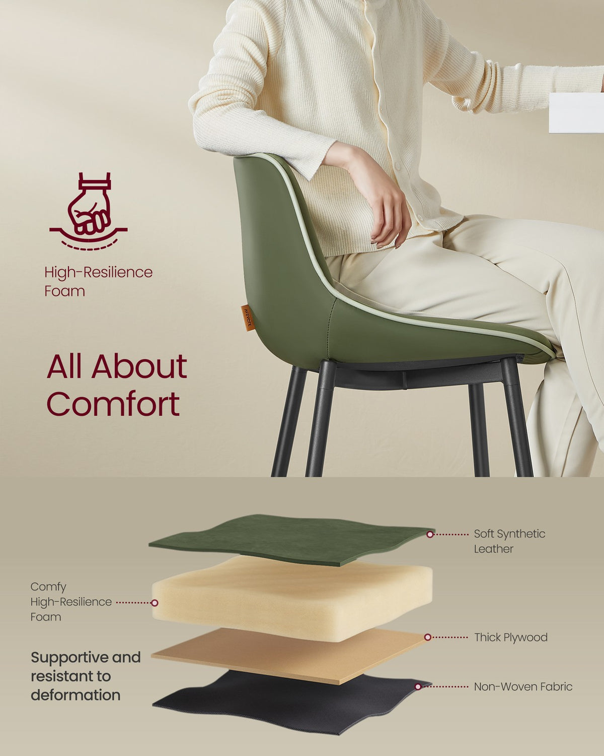 Synthetic Leather Bar Stools With Back - product photo 27