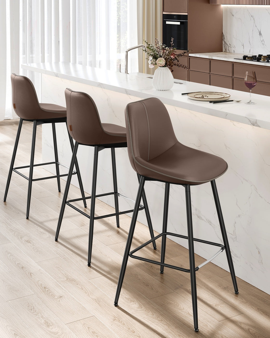 Synthetic Leather Bar Stools With Back - product photo 51