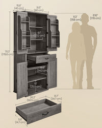 Tall Farmhouse Kitchen Pantry Cabinet With Barn Doors, 70.3 Inch - product photo 42