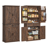 Tall Farmhouse Kitchen Storage Cabinet With Barn Doors - product photo 08