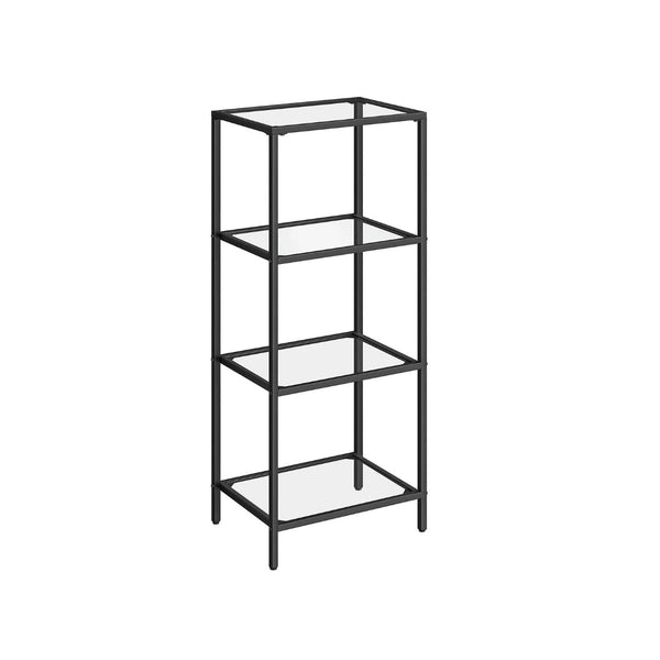 Tempered Glass Bookcase 4 Or 5 Tier Slim Shelving Unit – product view 1 | Amaraloft