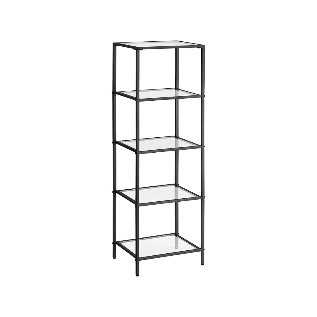 Tempered Glass Bookcase 4 Or 5 Tier Slim Shelving Unit – product view 2 | Amaraloft