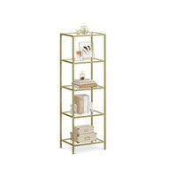 Tempered Glass Bookcase 4 Or 5 Tier Slim Shelving Unit – product view 3 | Amaraloft