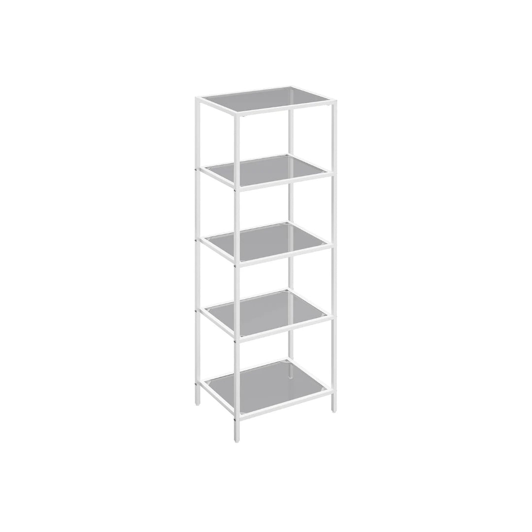 Tempered Glass Bookcase 4 Or 5 Tier Slim Shelving Unit – product view 4 | Amaraloft
