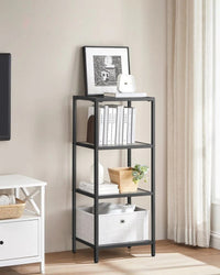 Tempered Glass Bookcase 4 Or 5 Tier Slim Shelving Unit – product view 6 | Amaraloft