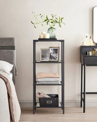 Tempered Glass Bookcase 4 Or 5 Tier Slim Shelving Unit – product view 7 | Amaraloft