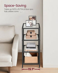 Tempered Glass Bookcase 4 Or 5 Tier Slim Shelving Unit – product view 8 | Amaraloft