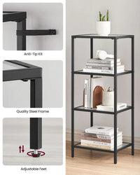 Tempered Glass Bookcase 4 Or 5 Tier Slim Shelving Unit – product view 10 | Amaraloft