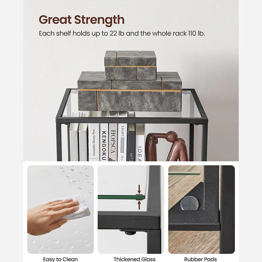Tempered Glass Bookcase 4 Or 5 Tier Slim Shelving Unit – product view 14 | Amaraloft