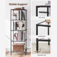 Tempered Glass Bookcase 4 Or 5 Tier Slim Shelving Unit – product view 15 | Amaraloft