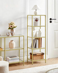 Tempered Glass Bookcase 4 Or 5 Tier Slim Shelving Unit – product view 17 | Amaraloft