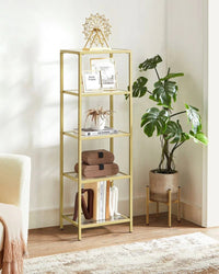 Tempered Glass Bookcase 4 Or 5 Tier Slim Shelving Unit – product view 18 | Amaraloft